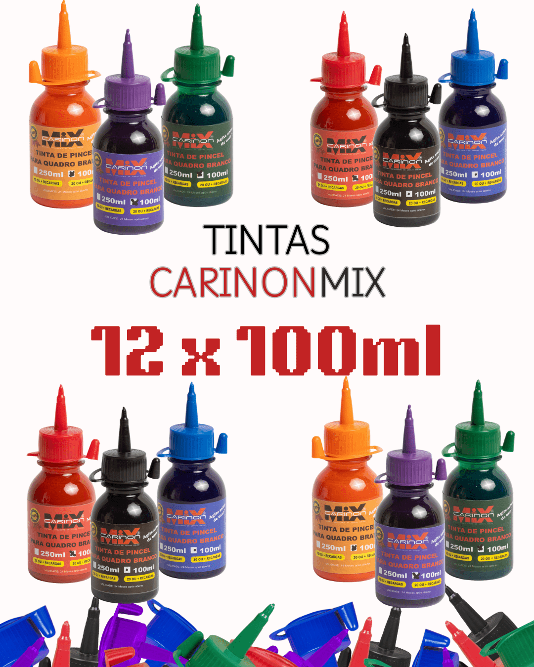 Combo Frascos de Tinta CarinonMix - 12UN de 100ml